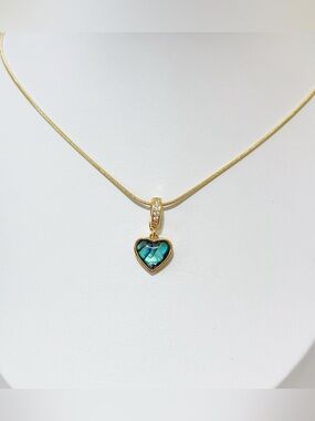Dainty Real Abalone Shell Heart Necklace | clip pendent｜stainless steel chain